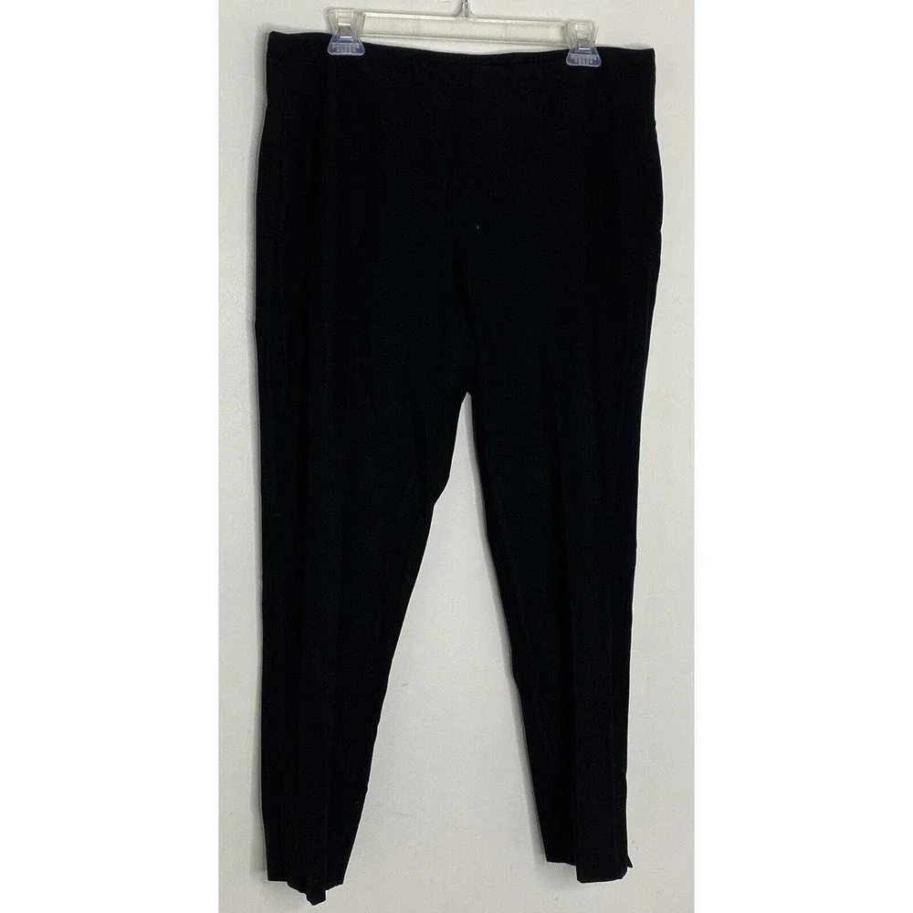 Eileen Fisher Womens Black Mid Rise Pull On Pants Size L Solid Black Casual M6 - Picture 2 of 6